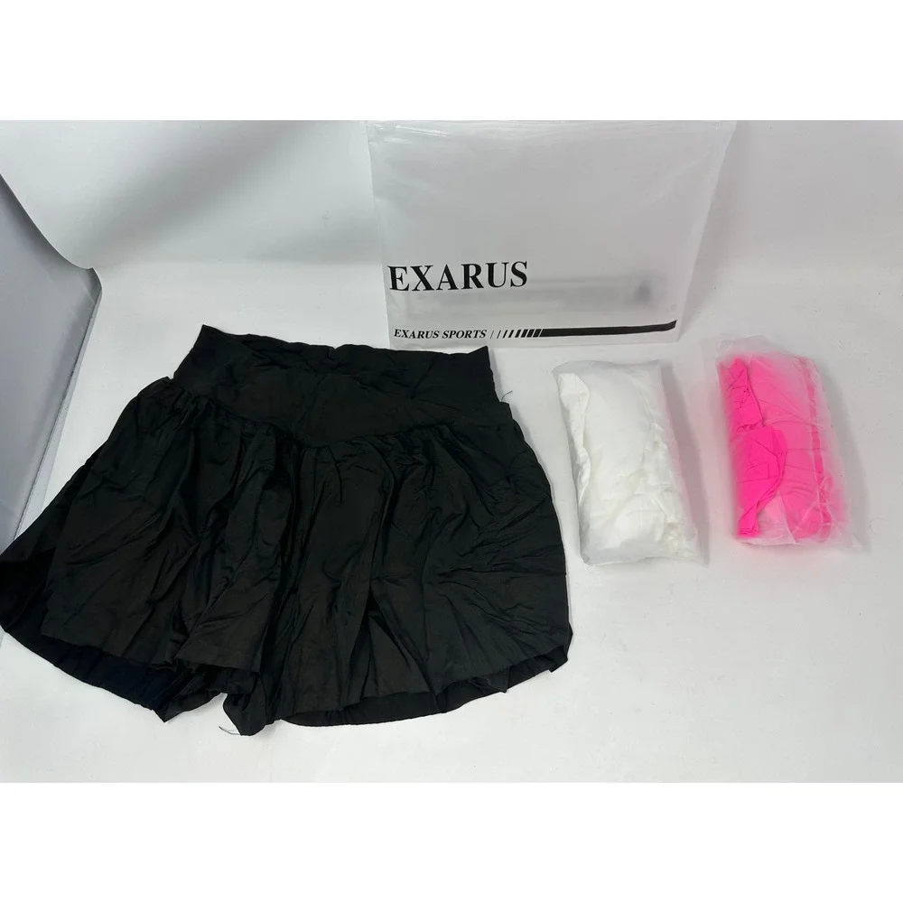 Exarus Girls 3 Pack Active Skorts Black White Pink‎ Tennis Golf Skirts Size 10Y